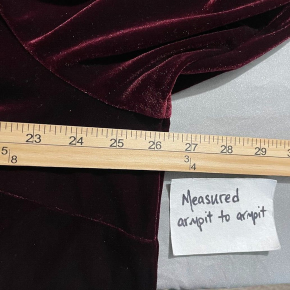 K Woman Plus Size 22W Burgundy Wine Velvet Open Back Top Regencycore Evening - Picture 9 of 10